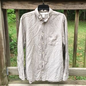 H&M Lenin Button Down Shirt Tan Size L
